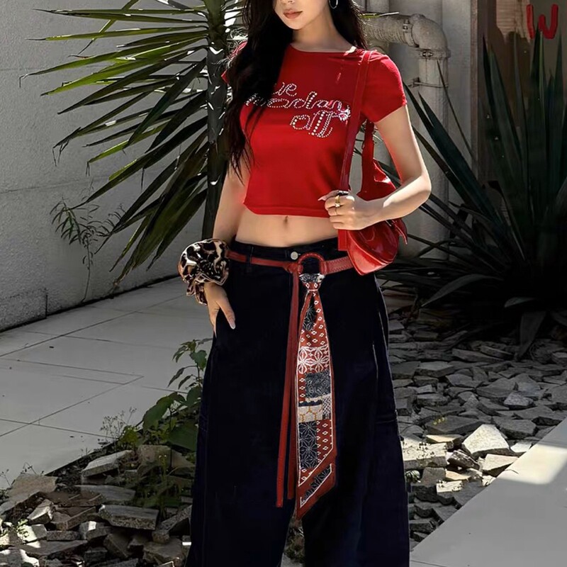 Belt Accessories for Women, Thin Silk Scarf, Ribbon Decoration, Coffee Brown Decoration with Wide-Leg Work Jeans, Belt Retro