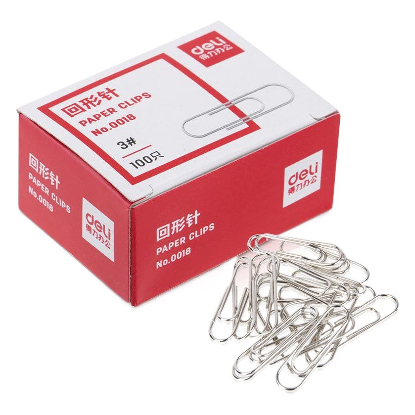 Deli Скрепка 0018 Скрепка 100/коробка Скрепка офисные финансовые принадлежности Гальваническая поверхность оптом