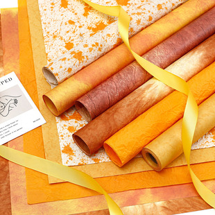 Sunset Golden Autumn Orange Fenghua Wrapping Paper Embossment Paper Autumn and Winter bouquet floral materials handmade diy florist packaging