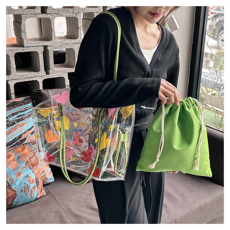 Women's Cute Heart Shape Pvc Shopping Bags display picture 6