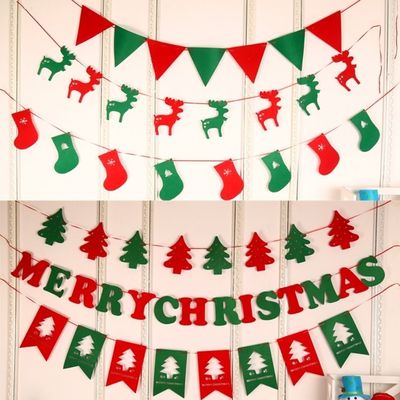 Christmas decorate Pennant Merry Christmas Flag Market Pendants banner kindergarten Dress up Coloured flag