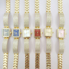 跨境爆款小众时尚钢带女士手表方形满钻复古女款石英腕表女表厂家