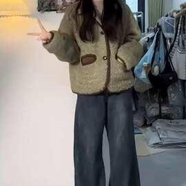 韩系小香风名媛多巴胺超仙羊羔绒加厚夹棉外套女气质休闲小众上衣