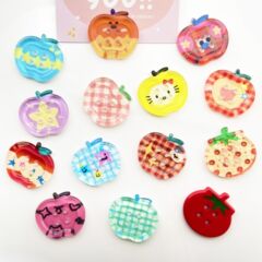 夏季新款印花苹果纽扣饰品配件diy奶油胶手机壳贴片服装服饰纽扣
