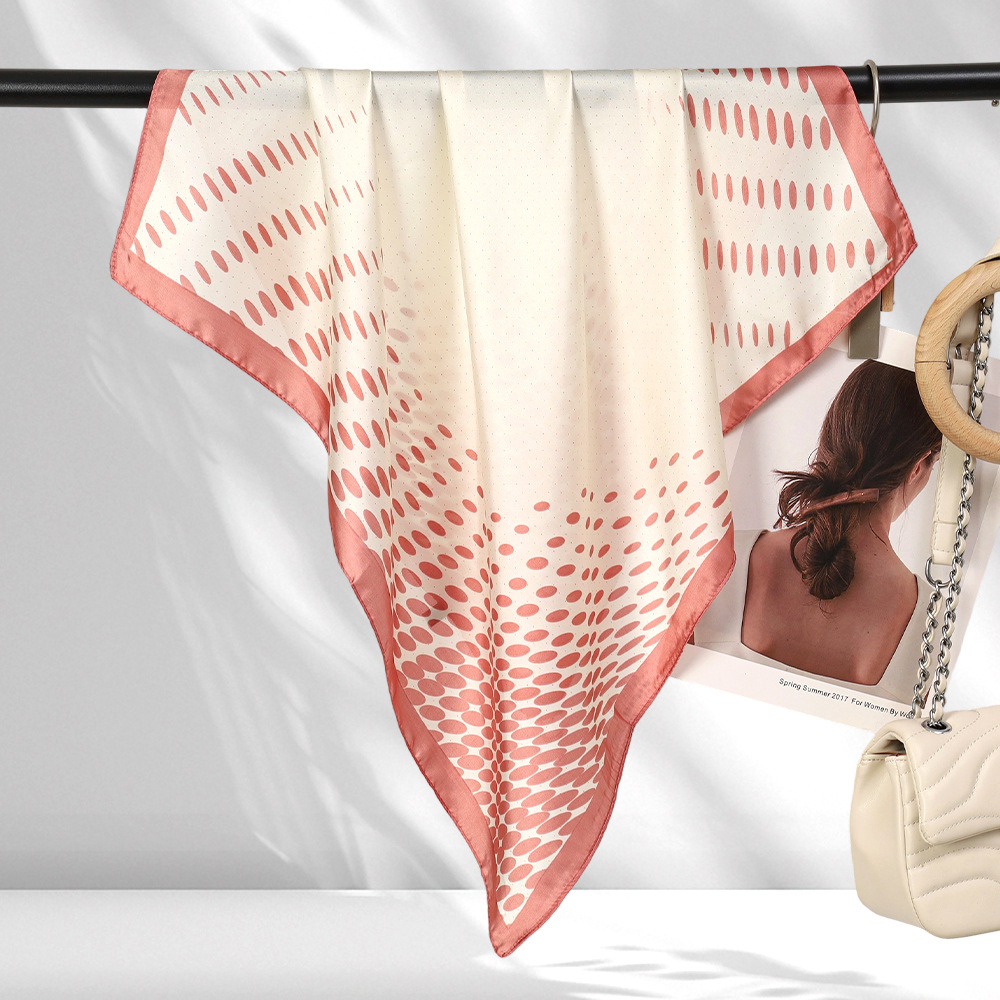 Bufanda de seda de punto de moda coreana 70 bufanda de seda de imitación rosa bufanda de temperamento de azafata bolsa de todo fósforo de nicho bufanda de seda mujer