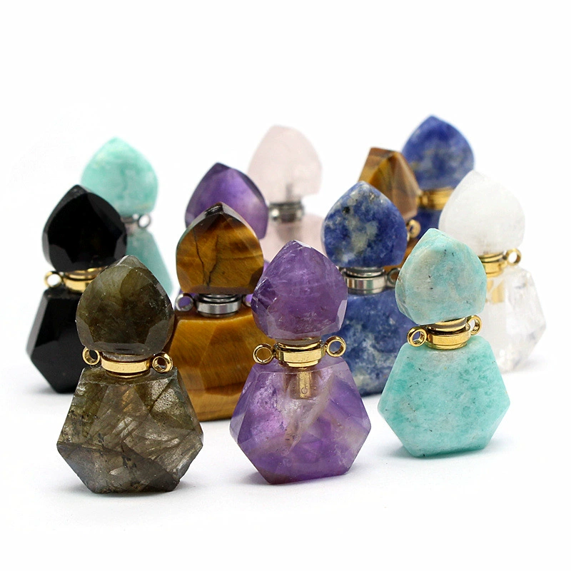 Трансграничный хрустальный ювелирный орнамент оптом натуральный камень неопределенный кристалл рафинированного масла бутылка синего камня вырезанный кулон