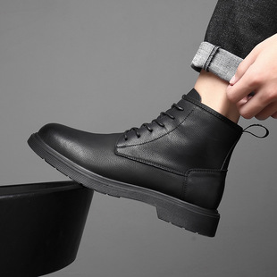 Martin Boots Men's Boots Winter Men's Shoes Cotton Shoes fleece-lined Warm British High-Top Shoes All-Match Workwear Boots Men's Trendy Boots