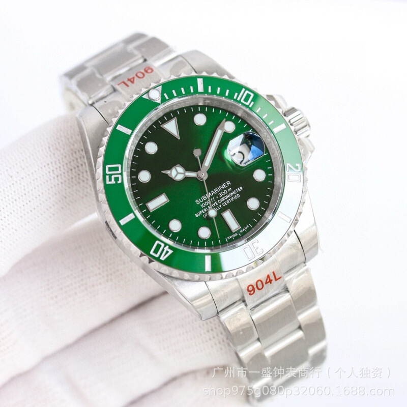 Cross-Border Green Water Ghost Watch Fully Automatic Mechanical Watch Men's Submariner with Luminous Stainless Steel Night Watch Strap Manufacturer Wholesale
