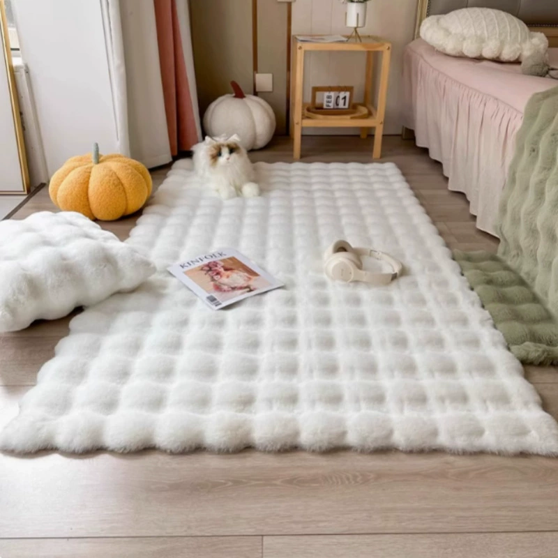 Soft cream carpet for bed, increased thickness