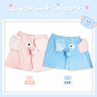 Fuchsia blue shorts, summer universal trousers, plush toy, pig, elephant