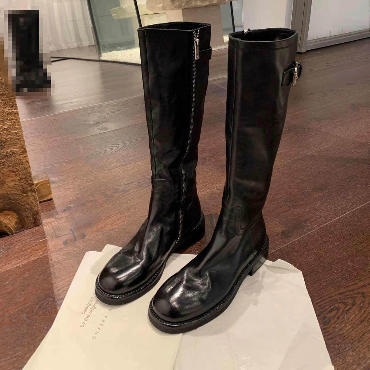 Модные женские сапоги выше колена в том же стиле, новые осенне-зимние универсальные сапоги для верховой езды с круглым носком, плиссированные, стройнящие, на массивном каблуке.