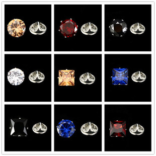 Round Zircon Small Brooch Bag Clothes Accessories Light Luxury Square Swarovski Crystal Zircon Brooch
