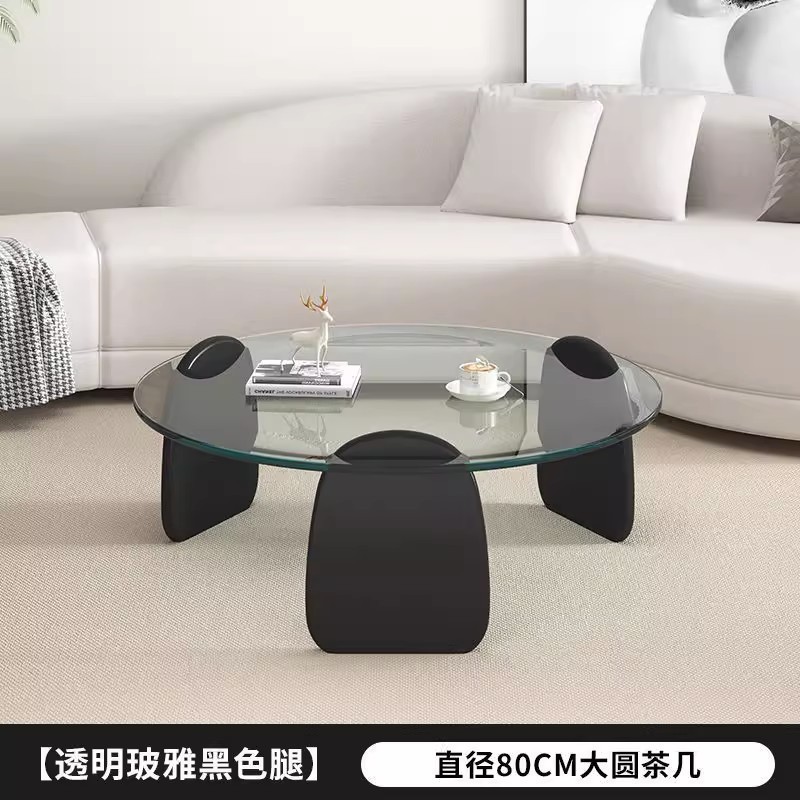 钢化玻璃茶几客厅家用圆形组合北欧网红风轻奢意式极简茶桌小户型|undefined