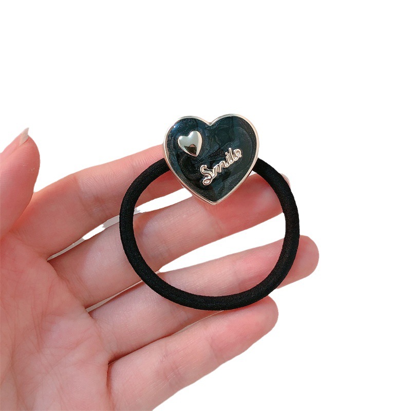 Coreano simple amor letras anillo de pelo de banda de goma de alta elasticidad bola cabeza cabello de cola de cabello cuerda de cabello duradera adornos de cabello