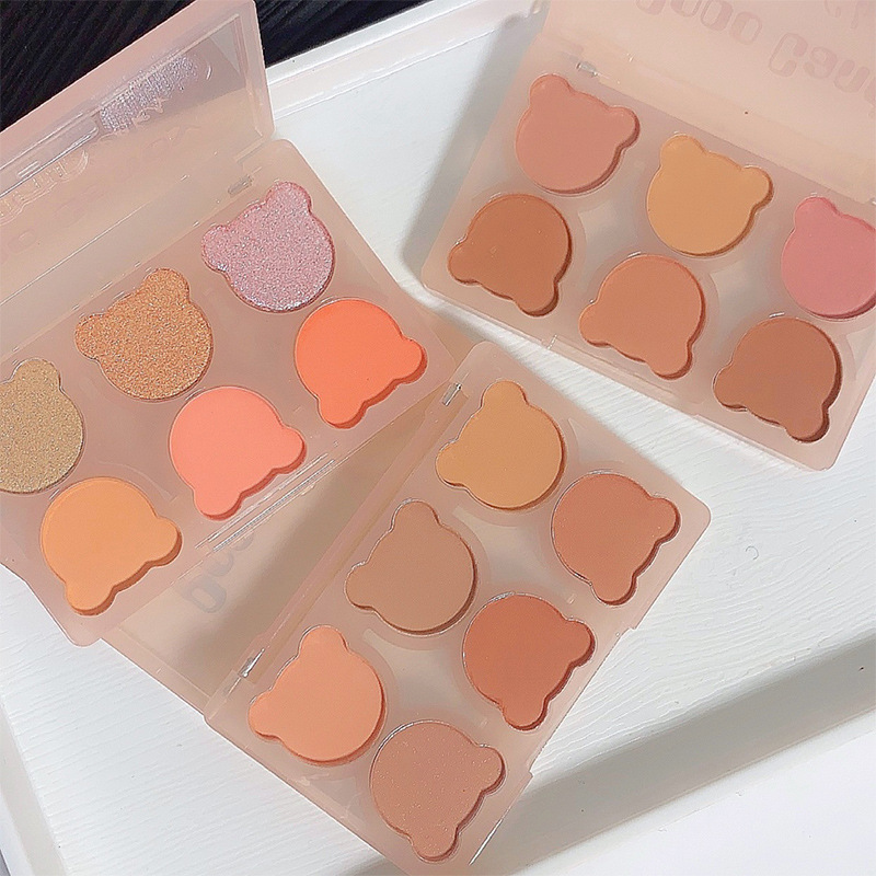 POPO CANDY Six-color Bear Blush Palette, Blush, Highlight, Shadow, Contouring all-in-one Palette, Facial makeup Tiktok undefined