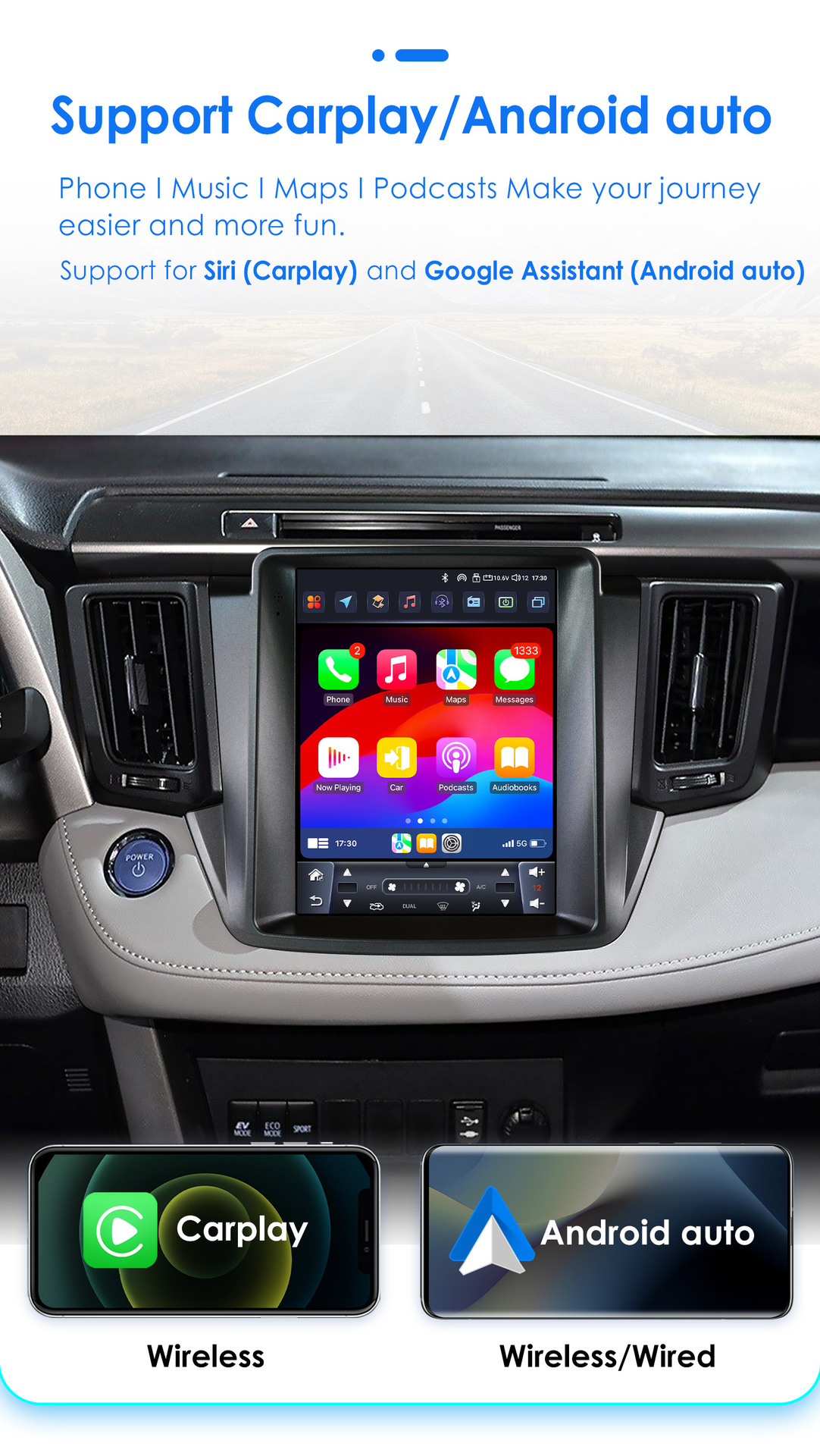 Suitable for 13-18 Toyota Rav4 car radio multimedia player car GPS vertical screen navigator