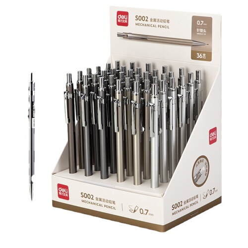 Deli S001/S002 metal mechanical pencil simple office student 0.5/0.7mm mechanical pencil automatic pen