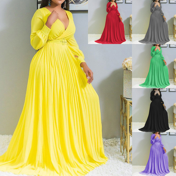 yellow colored fitted solid color elegant retro shiffon long-sleeve