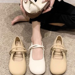 晚晚風溫柔鞋女2024新款仙女風配裙子瑪麗珍單鞋平底圓頭豆豆鞋子
