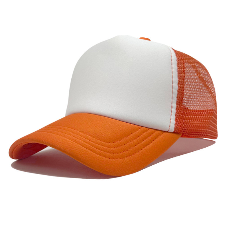 Gorra de malla de esponja con logo personalizado, gorra de béisbol de color sólido, comercio exterior transfronterizo, protección solar, gorra publicitaria con impresión personalizada, venta al por mayor.