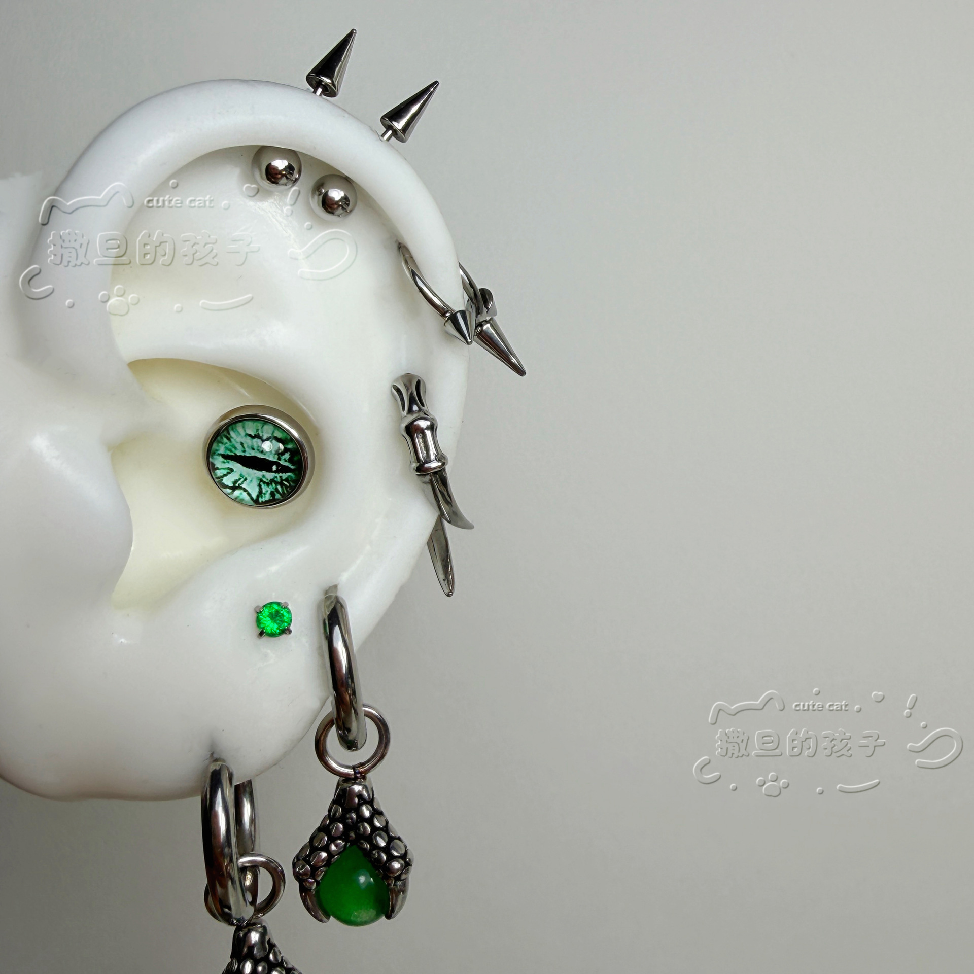 Labret stud lip piercing jewelry styling detail