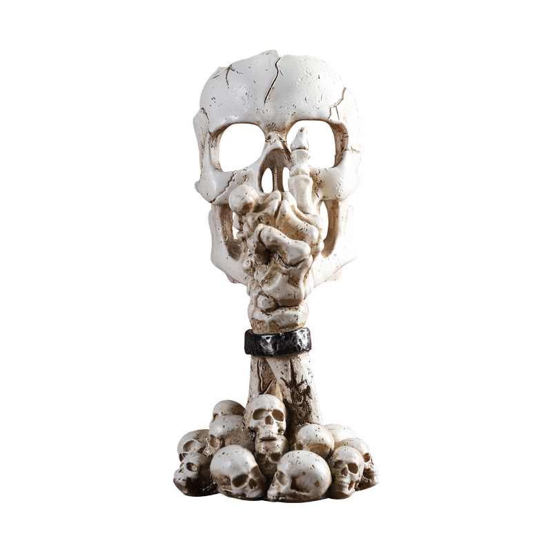  Halloween Skull Mask Palm Candlestick Horror Chamber Escape Desktop Decoration Props Resin Ornaments