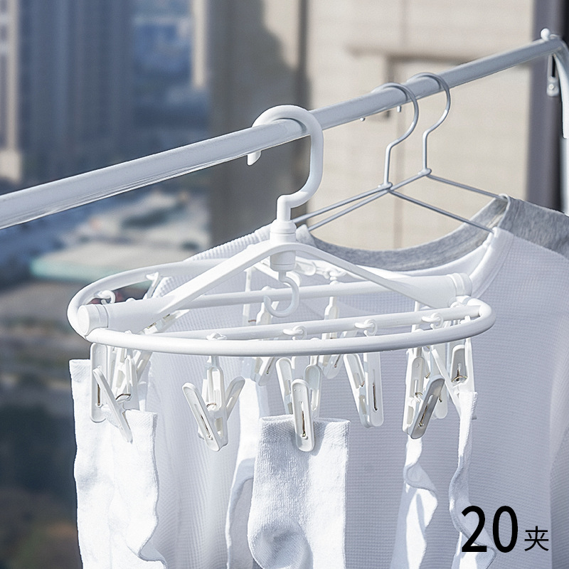 Exported to Japan 20-Clip Foldableing Round Drying Rack Multi-Clip Sock Drying Rack with Sock Drying Artifact Clip Hanging Sock Rack