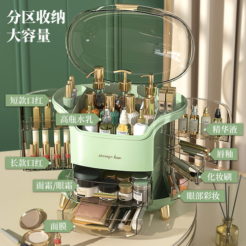 Large Capacity Transparent Cover Storage Box for Cosmetics, Skincare Products, Lipsticks, Brushes, Dustproof Organizer