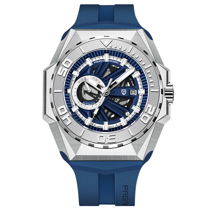 paganidesign reloj de hombre Bergani gran dial reloj mecánico automático caja de acero PD-YS007