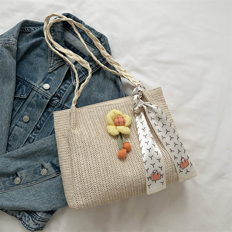 Verano nuevo estilo occidental bolsa casual paja bolso de gran capacidad 2023 verano nuevo estilo temperamento axila bolsa de mano