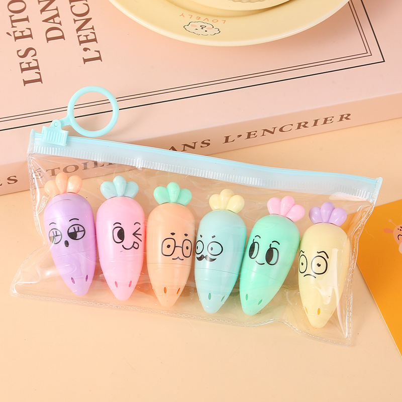 Mini resaltador súper lindo, dibujo de dibujos animados de estudiante, marcador de pintura, punto clave del fabricante al por mayor