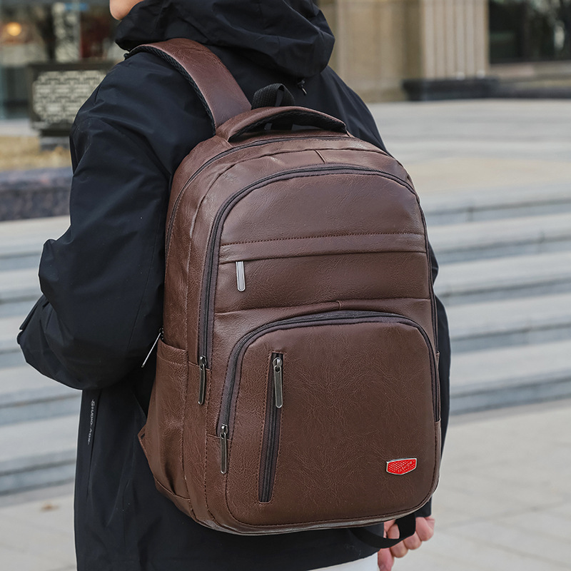 2025 nueva mochila para hombre, bolso de cuero de cercanías, bolso de escuela para estudiantes de gran capacidad, mochila de viaje para computadora de ocio
