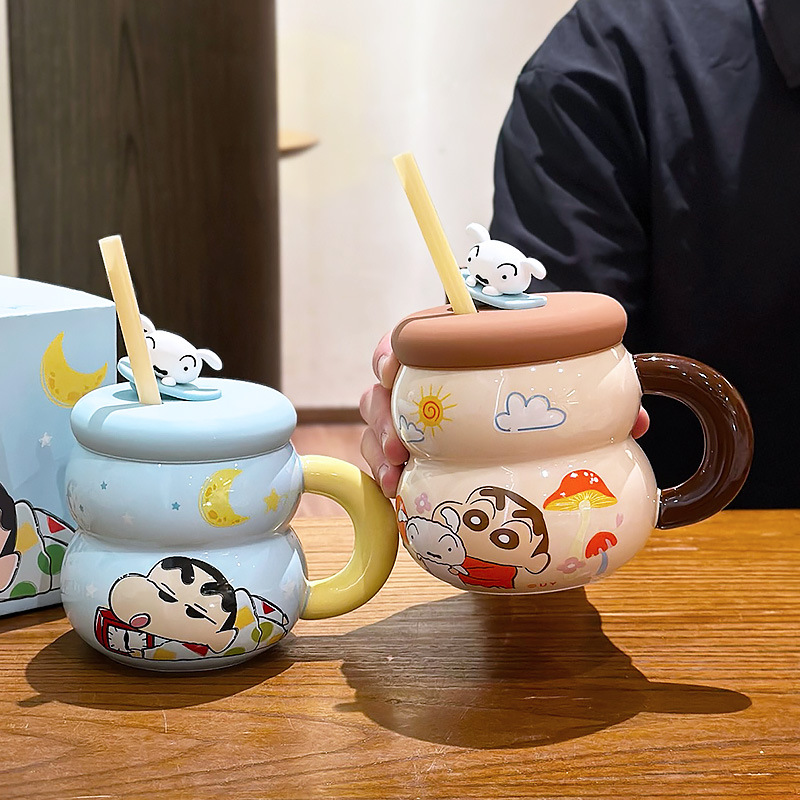 Taza de Café de Cerámica con Tapa y Sorbete Resistente a Altas Temperaturas para Oficina y Hogar