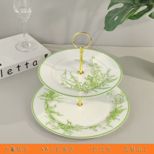 French Jade Lily series dessert plate home niche creative flower ceramic wedding party party snack plate