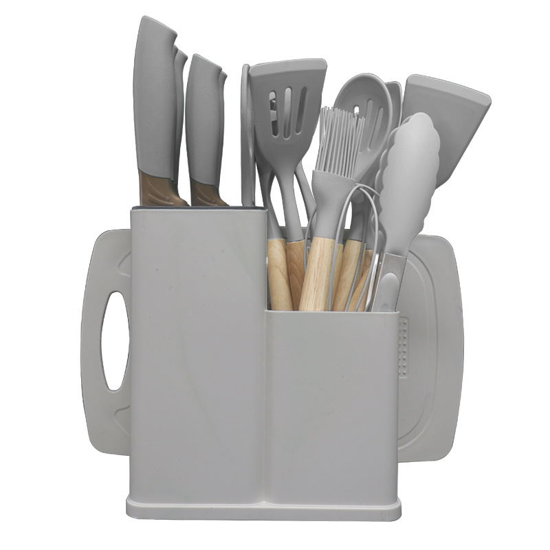 Pala de silicona, cuchara de sopa, juego de 19 piezas, sartén antiadherente, pala de silicona, cocina de silicona doméstica de grado alimenticio, juego de cuchillos al por mayor