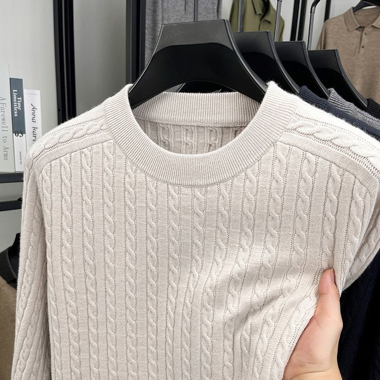 Hombre elástico otoño y invierno nuevo jersey de punto de manga larga abrigo otoño y invierno casual jersey casual de manga larga