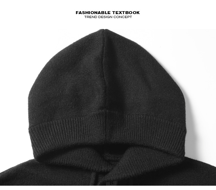 Solid Colour Hooded Knit Sweater For Men Loose Fit Autumn Style_voghion.com