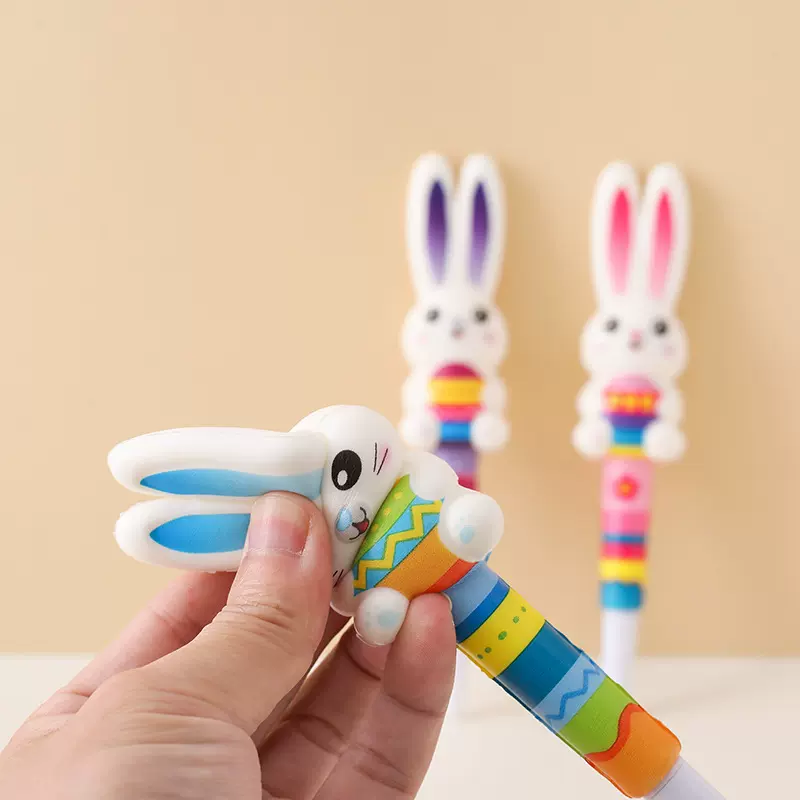 三色可爱小兔子捏捏乐解压卡通多功能中性笔适合摆摊厂家直销批发
