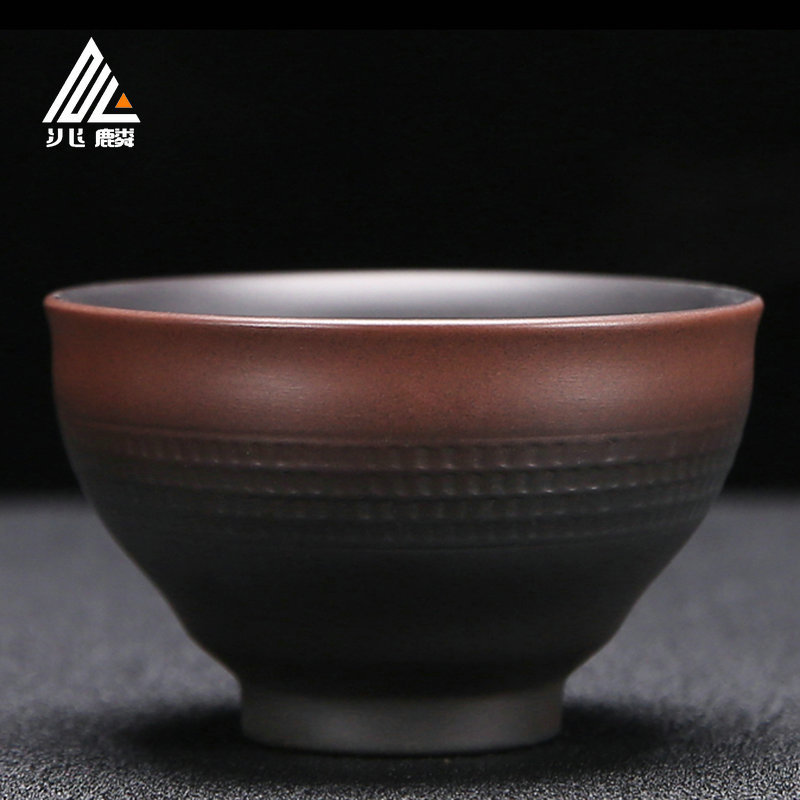 고급형 쿵후 차 세트 작은 찻잔 싱글 컵 개인 컵 마스터 컵 퍼플 도기 찻잔 빈티지 차 시음 컵 찻그릇