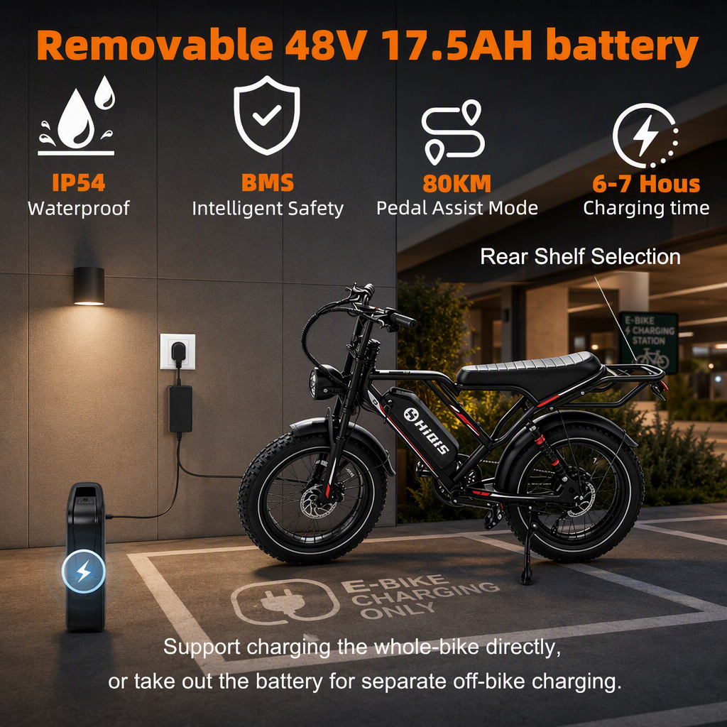 20inch Wide-Tire Electric Bicycle with Power Assist, 1000W, Motorcycle-Like Riding Experience, Dropshipping from European and American Overseas Warehouses