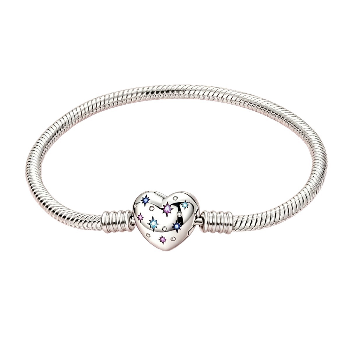 Panjia pulsera desmontable bronce simple pulsera plateada de piedra amor copo de nieve cuatro hojas joyas de la luna