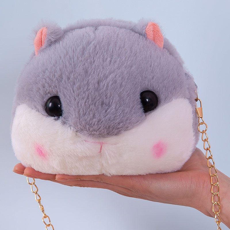 软萌可爱毛绒仓鼠斜挎包链条包手机包零钱包女生可爱小包包礼物
