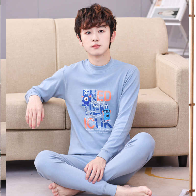 Ropa de otoño para jóvenes pantalones largos conjunto de algodón mediano y niños grandes ropa interior cálida para niños suéter de algodón suéter de los hombres pantalones de algodón