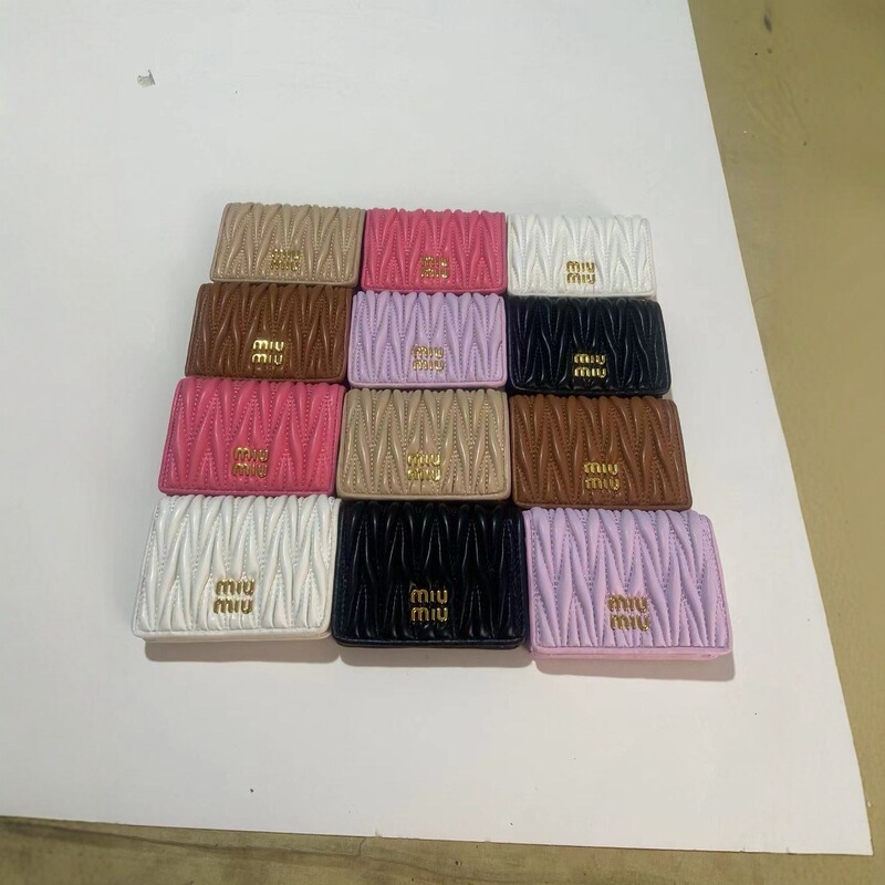 miu ミニプリーツカードホルダー女性インターネットセレブファッションショート小銭入れ口紅バッグチェーンバッグカードホルダー財布バッグ|undefined