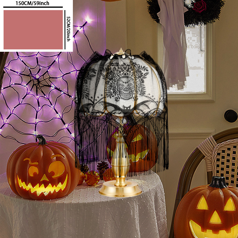 Cross-Border American Halloween Ins Style Scene Layout Half Curtain Curtain Cloth Dustproof Lampshade Lace Short Curtain Rod Curtain