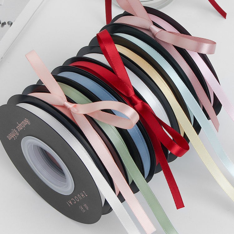 新款6毫米双面涤纶带鲜花礼物包装带发饰烘焙蛋糕绸带花束彩带潮