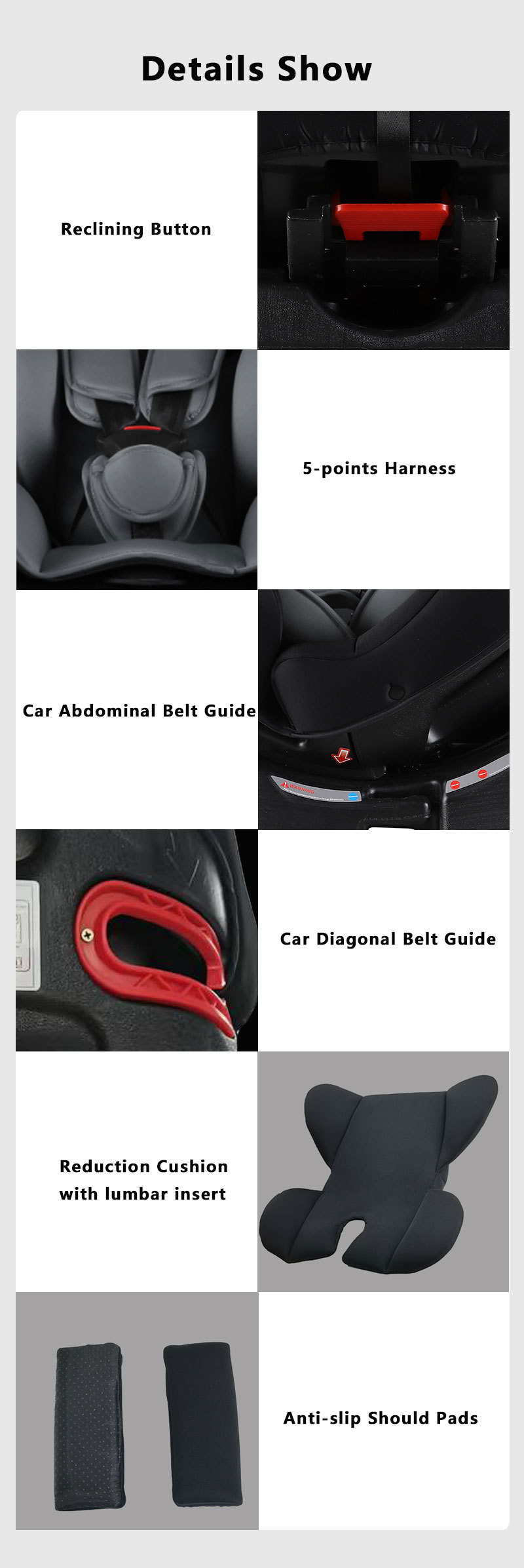 Genius Baby Car Safety Seat Universal Portable Infant Baby Child Seat 0-7 Years Old