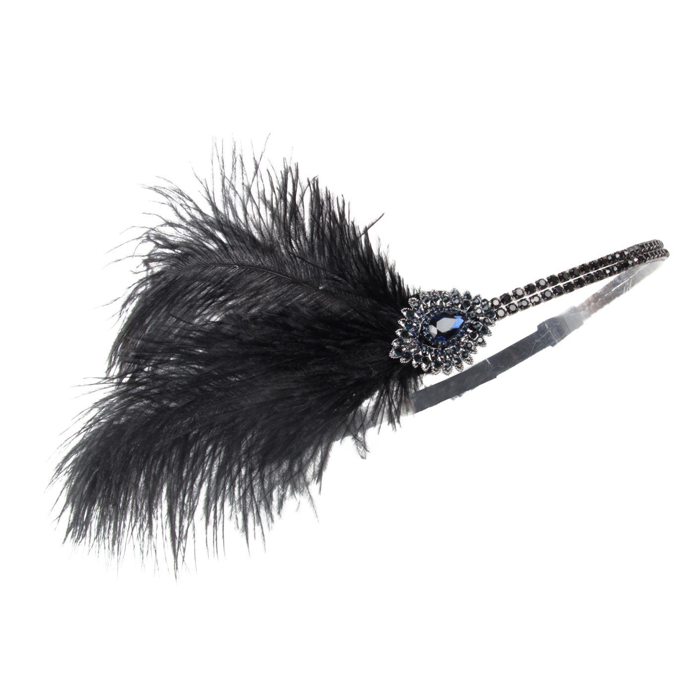 Gatsby Headpiece diadema de plumas negras accesorios para el cabello diadema de pelo de pavo real 1920s headband