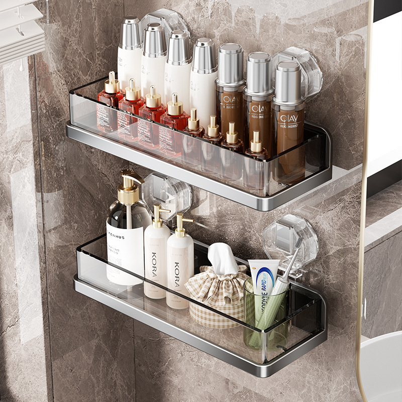Transparent suction cup bathroom storage rack without slurry wall…