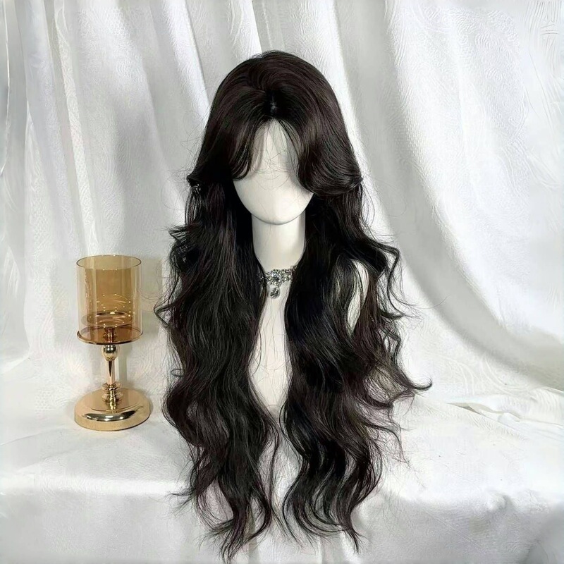 Kony Wig with Big Waves, Long Hair for Women, Fluffy Natural Black 75cm, Middle-Parted Long Curly Hair, Gentle Temperament, Realistic Look Kony Wig with Big Waves, Long Hair for Women, Fluffy Natural Black 75cm, Middle-Parted Long Curly Hair, Gentle Temperament, Realistic Look